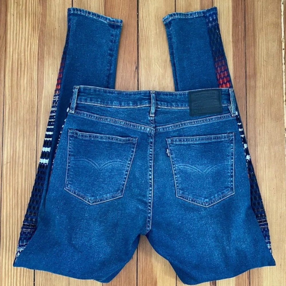 Levi's Women's Skinny Jeans - Dark Blue Denim with Multicolor Embroidery